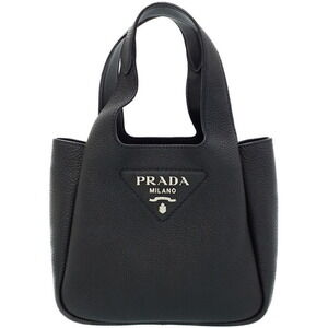 Prada Flou Shoulder Bag tote Leather Black